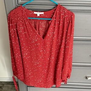 Tart Red Blouse with White Speckles